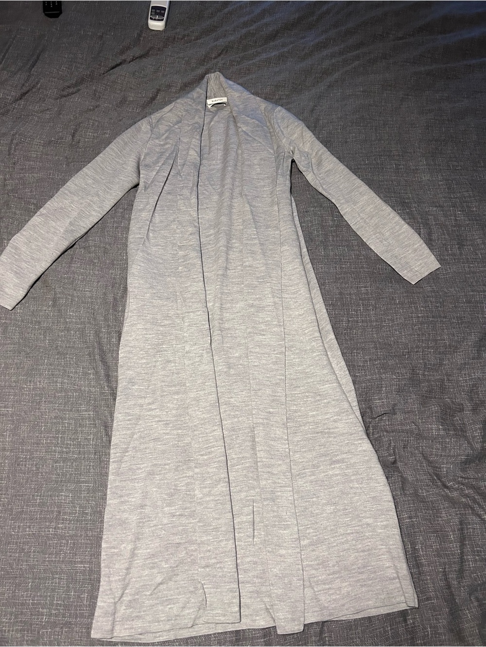Babaton Heather Gray Long Open Duster Cardigan